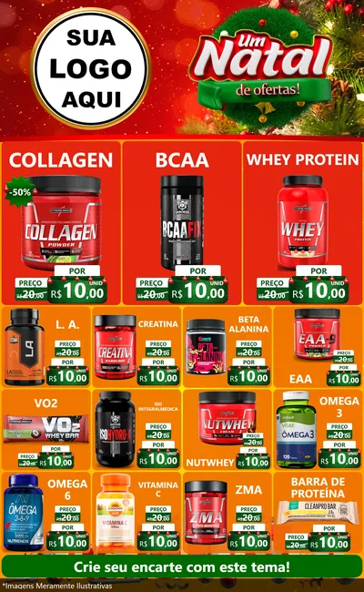 Modelo de Encarte para Encarte Grande com o tema Um Natal de Ofertas para Suplementos alimentares