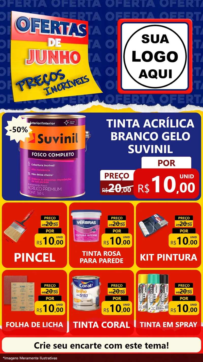 Modelo de Rede Social para Stories com o tema Ofertas de Junho - Preços Incríveis para Tintas e Ferramentas
