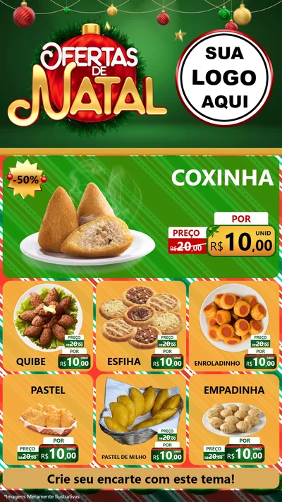 Modelo de Rede Social para Stories com o tema Ofertas de Natal para Salgadaria