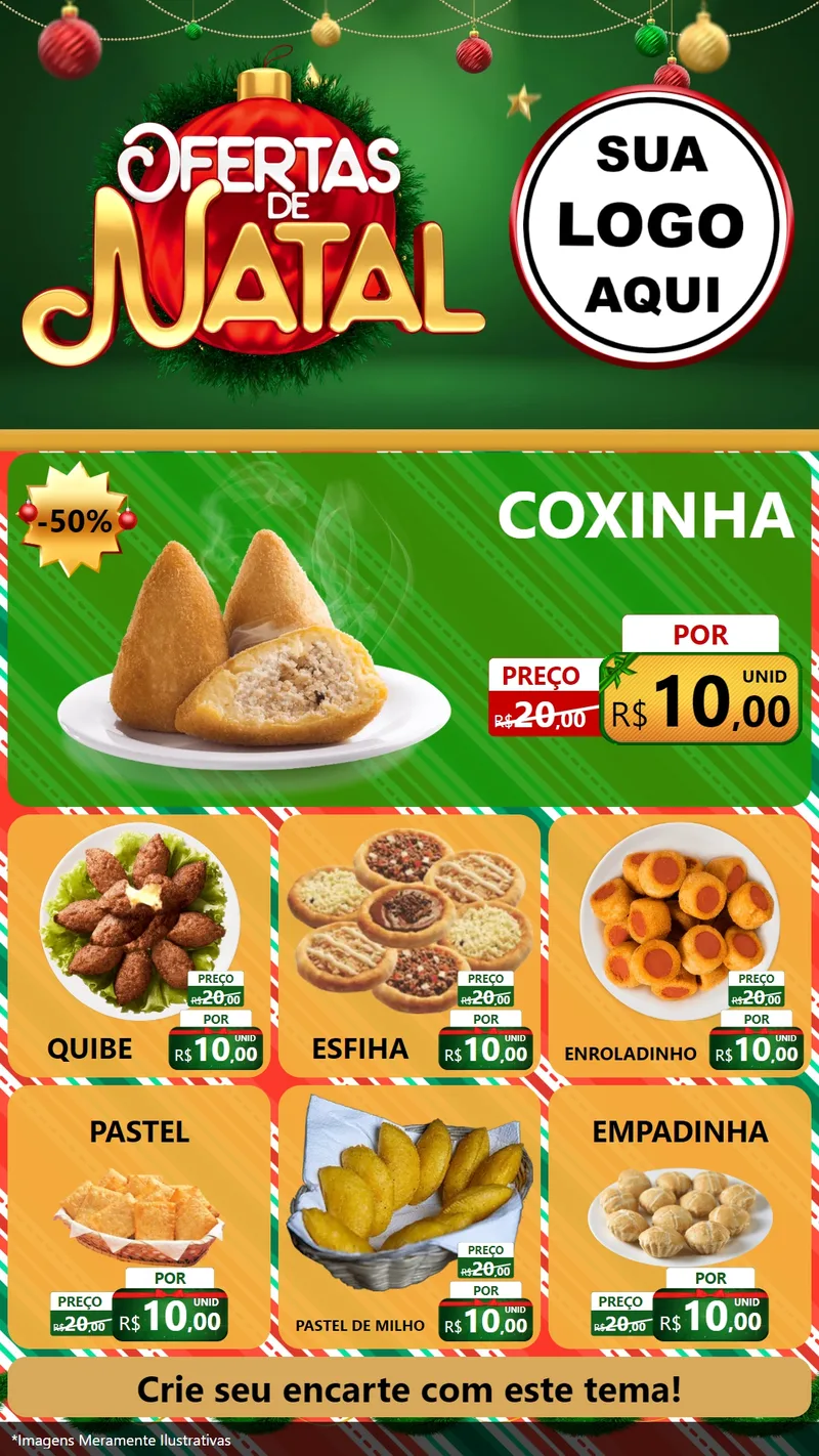 Modelo de Rede Social para Stories com o tema Ofertas de Natal para Salgadaria