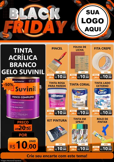 Modelo de Encarte para Encarte A4 Vertical com o tema Black Friday para Tintas e Ferramentas