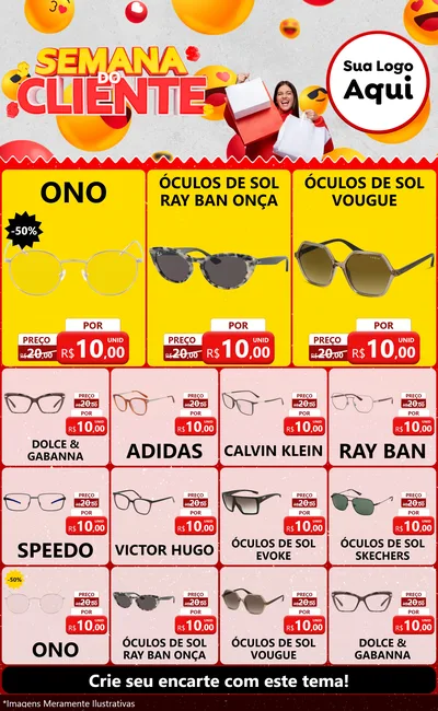 Modelo de Encarte para Encarte Grande com o tema Semana do Cliente para Óticas