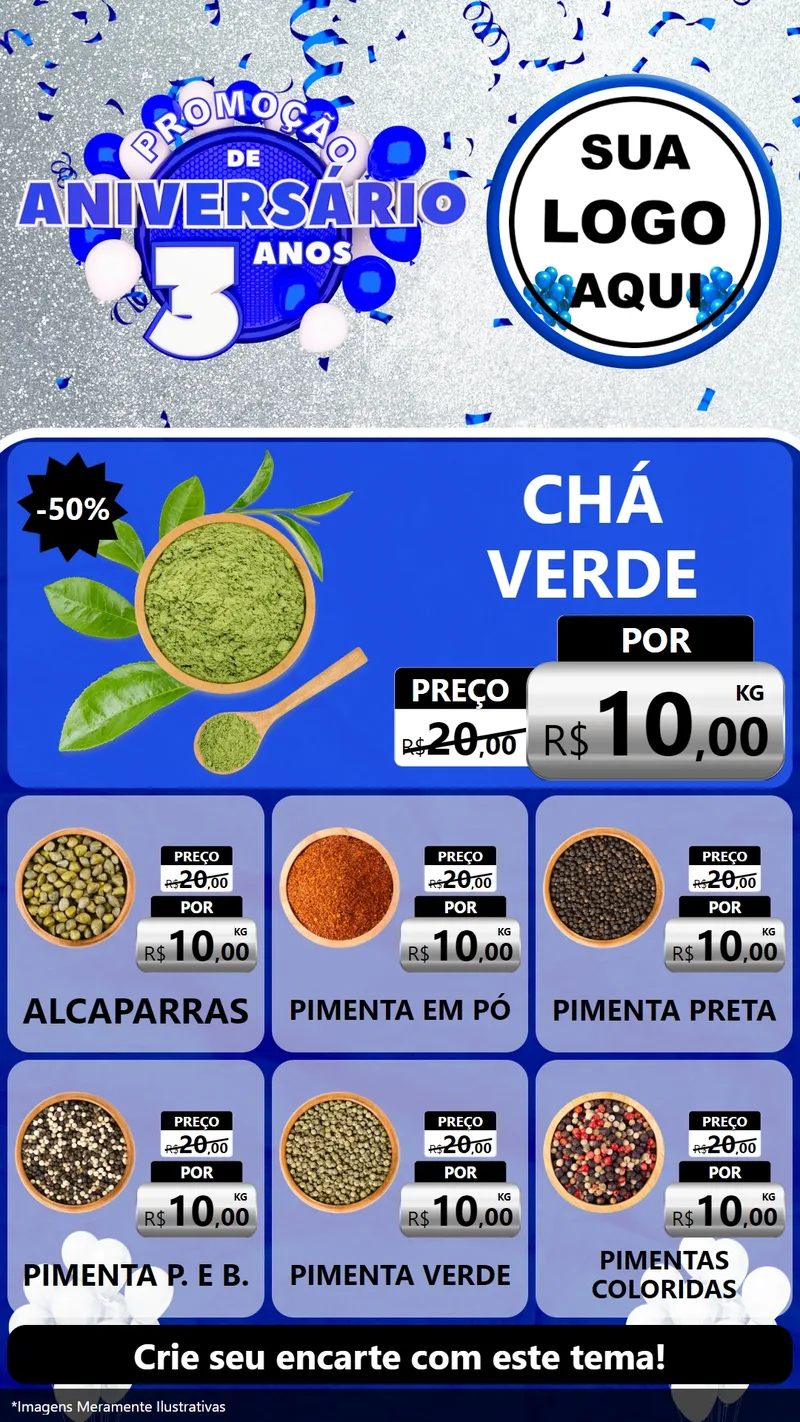 Modelo de Rede Social para Stories com o tema Promoção de Aniversário - 3 Anos para Produtos Naturais