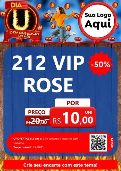 Modelo de Cartaz para Cartaz A4 Vertical com o tema Dia U - O Dia Mais Barato Do Mês para Perfumes