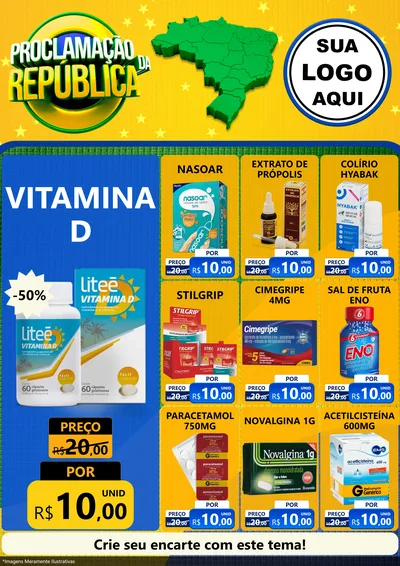 Modelo de Encarte para Encarte A4 Vertical com o tema Proclamação da República para Farmácia