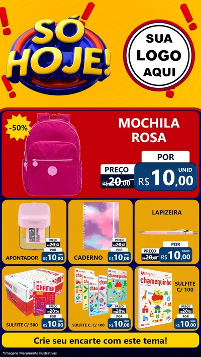 Modelo de Rede Social para Stories com o tema Só Hoje! para Papelaria