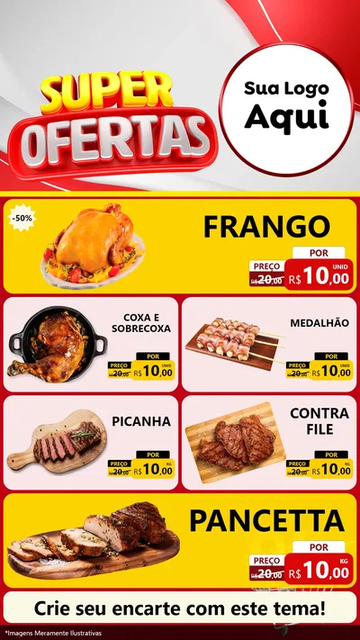 Modelo de TV para TV Vertical com o tema Super Ofertas para Assados