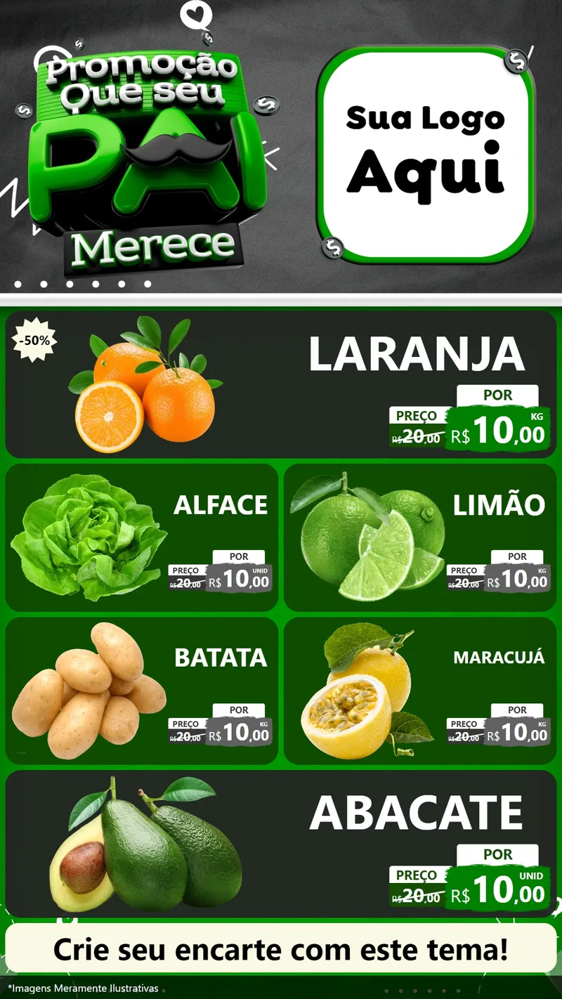 Modelo de TV para TV Vertical com o tema Promoção Que seu Pai Merece para Hortifrúti