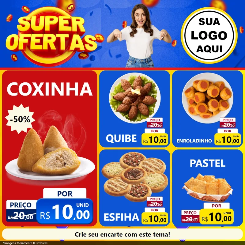 Modelo de Rede Social para Feed Facebook com o tema Super Ofertas para Salgadaria