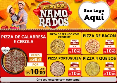 Modelo de Encarte para Encarte A4 Horizontal com o tema Arraiá dos Namorados para Pizzaria