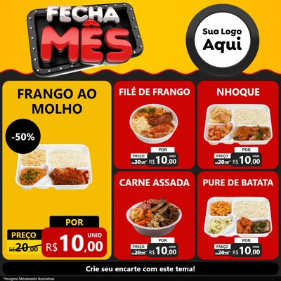 Modelo de Rede Social para Feed Facebook com o tema Fecha Mês para Restaurante