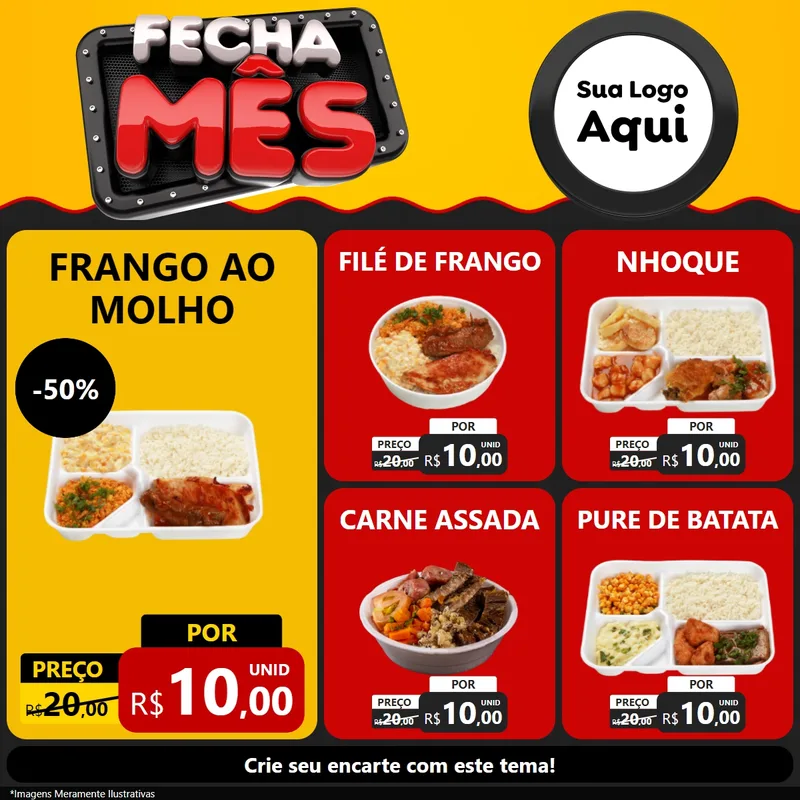 Modelo de Rede Social para Feed Facebook com o tema Fecha Mês para Restaurante