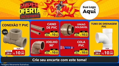 Modelo de TV para TV Horizontal com o tema Super Oferta Setembro para Tubos e conexões