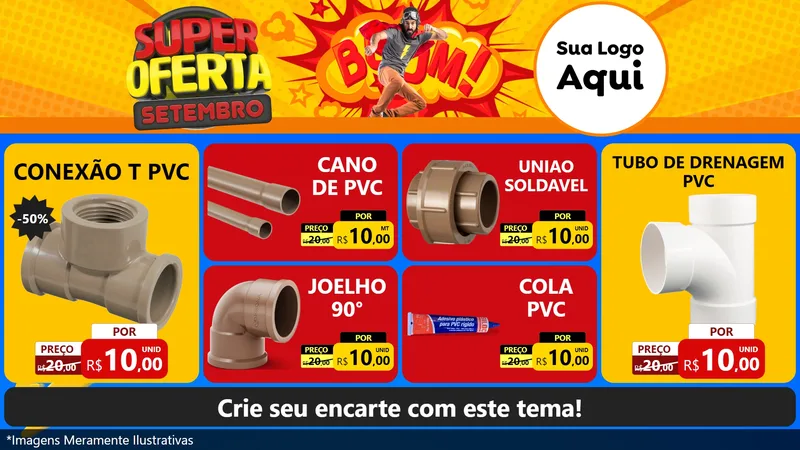 Modelo de TV para TV Horizontal com o tema Super Oferta Setembro para Tubos e conexões