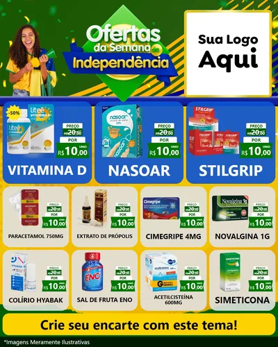 Modelo de Rede Social para Feed Instagram com o tema Ofertas da Semana da Independência para Farmácia