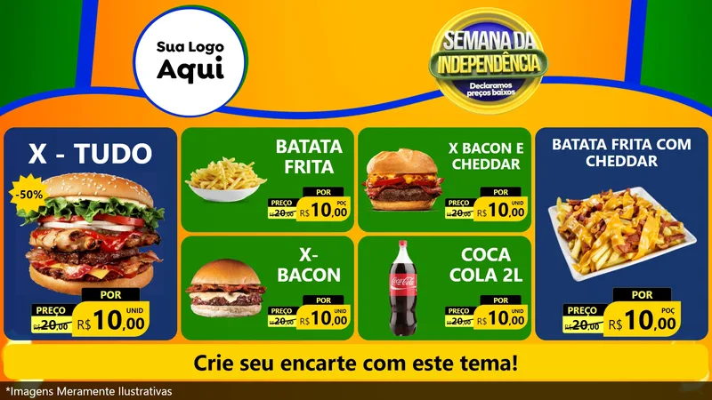 Modelo de TV para TV Horizontal com o tema Semana da Independência Declaramos Preços Baixos para Hamburgueria