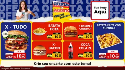 Modelo de TV para TV Horizontal com o tema Ofertas de Agosto - Preços Incríveis para Hamburgueria