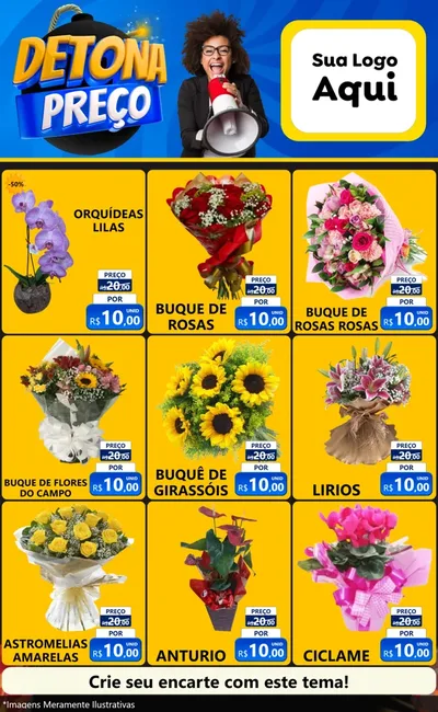 Modelo de Encarte para Encarte Grande com o tema Detona Preços para Floricultura e jardim