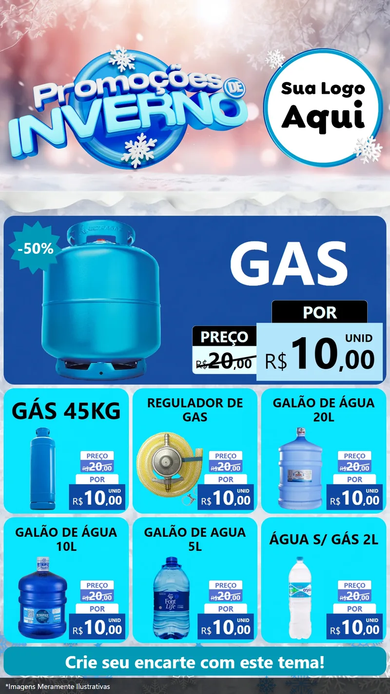 Modelo de Rede Social para Stories com o tema Promoções de Inverno para Água e gás