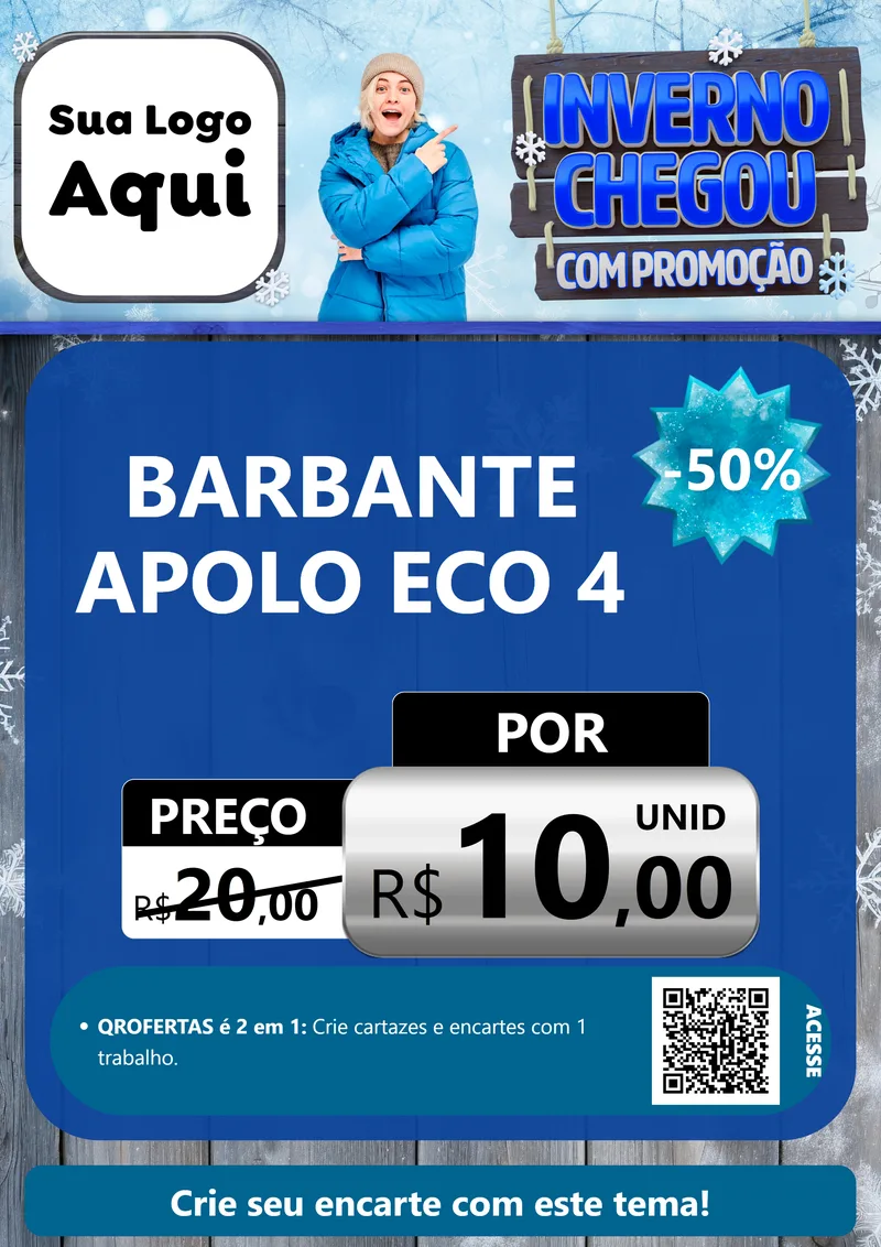 Modelo de Cartaz para Cartaz A4 Vertical com o tema Inverno Chegou Com Promoção para Armarinho e Aviamentos