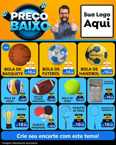 Modelo de Rede Social para Feed Instagram com o tema Preço Baixo para Artigos Esportivos