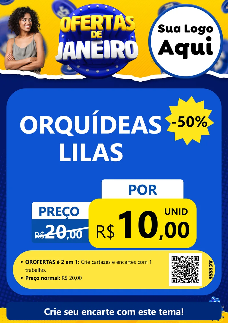 Modelo de Cartaz para Cartaz A4 Vertical com o tema Ofertas de Janeiro para Floricultura e jardim