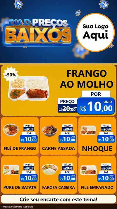 Modelo de Rede Social para Stories com o tema Dia D Preço Baixo para Restaurante