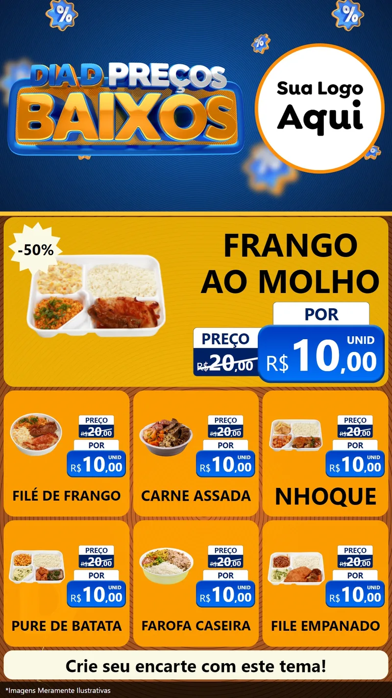 Modelo de Rede Social para Stories com o tema Dia D Preço Baixo para Restaurante