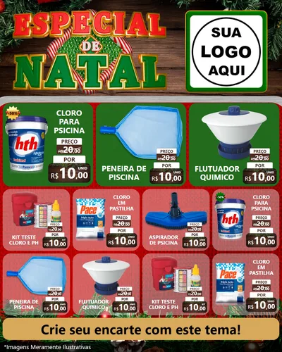 Modelo de Rede Social para Feed Instagram com o tema Especial de Natal para Produtos para Piscina