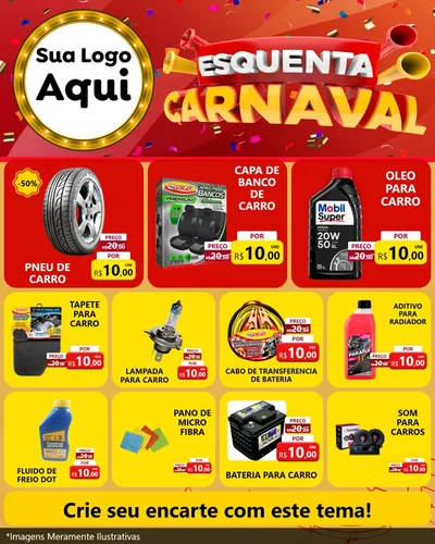 Modelo de Rede Social para Feed Instagram com o tema Esquenta Carnaval para Auto peças