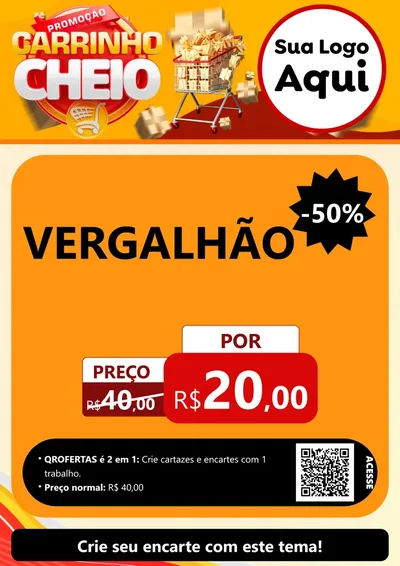 Modelo de Cartaz para Cartaz A4 Vertical com o tema Promoção carrinho cheio para Ferragens