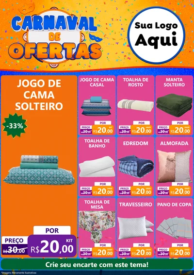 Modelo de Encarte para Encarte A4 Vertical com o tema Carnaval de Ofertas para Cama, Mesa e Banho