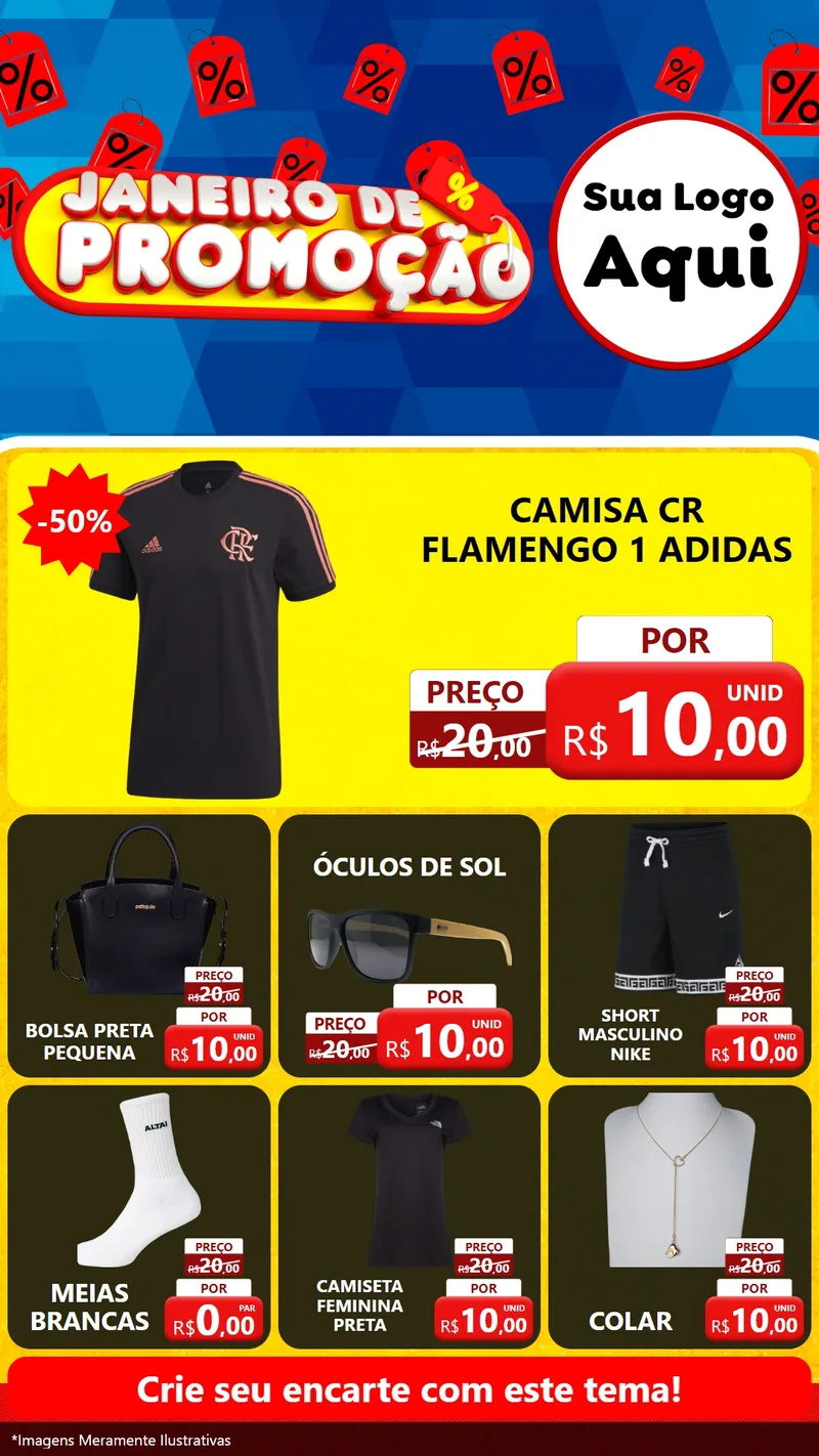 Modelo de Rede Social para Stories com o tema Janeiro de Promoção para Roupas e acessórios