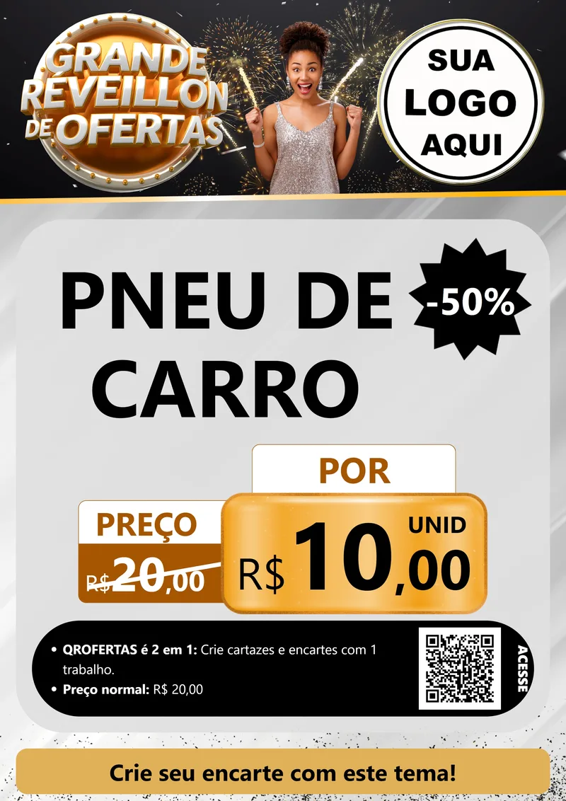 Modelo de Cartaz para Cartaz A4 Vertical com o tema Grande Réveillon de Ofertas para Auto peças