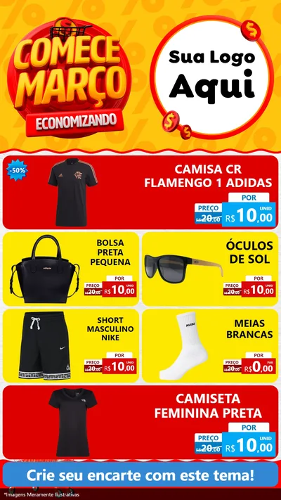 Modelo de TV para TV Vertical com o tema Comece Março Economizando para Roupas e acessórios