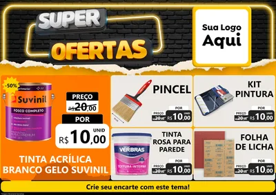 Modelo de Encarte para Encarte A4 Horizontal com o tema Super Ofertas para Tintas e Ferramentas
