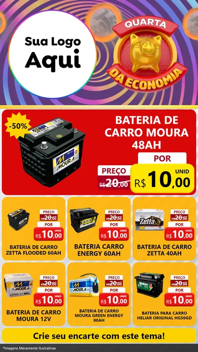 Modelo de Rede Social para Stories com o tema Quarta da Economia para Baterias Elétricas