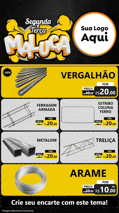 Modelo de TV para TV Vertical com o tema Segunda e Terça Maluca para Ferragens