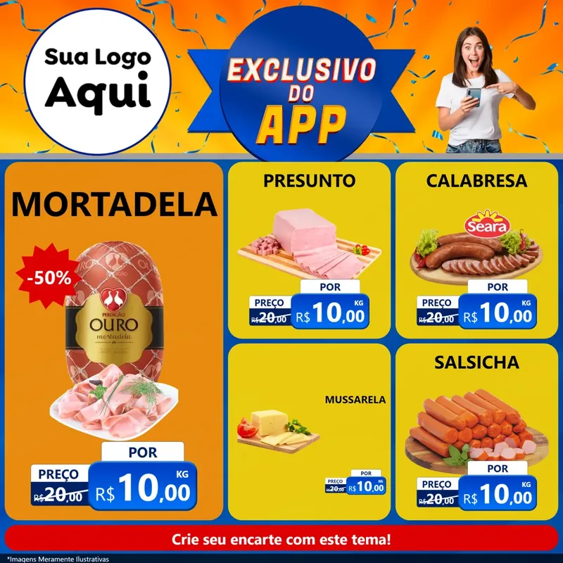 Modelo de Rede Social para Feed Facebook com o tema Exclusivo do Aplicativo para Frios e Laticínios