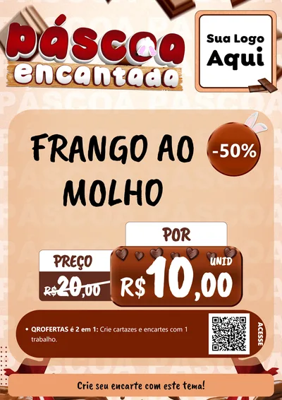 Modelo de Cartaz para Cartaz A4 Vertical com o tema Páscoa Encantada para Restaurante