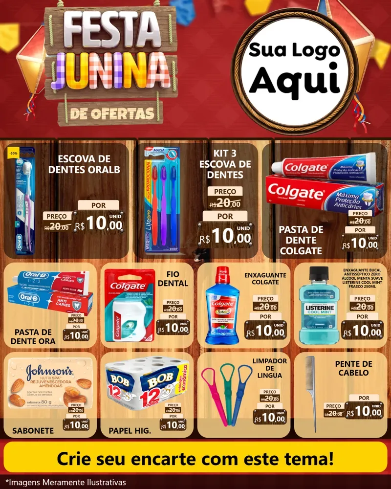 Modelo de Rede Social para Feed Instagram com o tema Festa Junina de Ofertas para Higiene Pessoal
