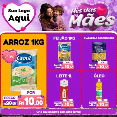 Modelo de Rede Social para Feed Facebook com o tema Mês das Mães para Supermercado