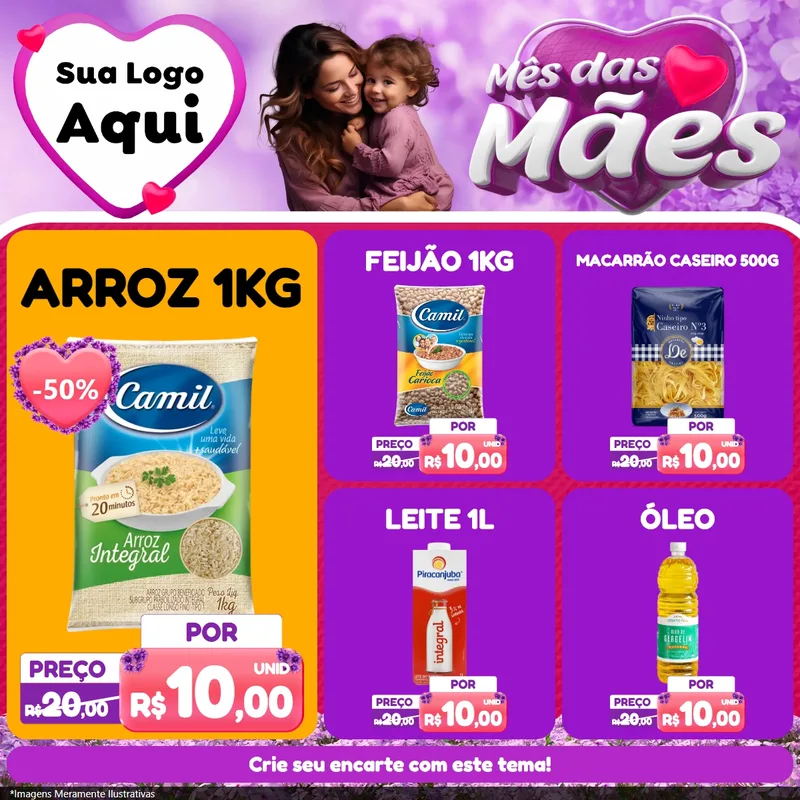 Modelo de Rede Social para Feed Facebook com o tema Mês das Mães para Supermercado