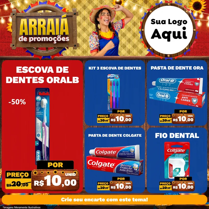 Modelo de Rede Social para Feed Facebook com o tema Arraiá de Promoções para Higiene Pessoal