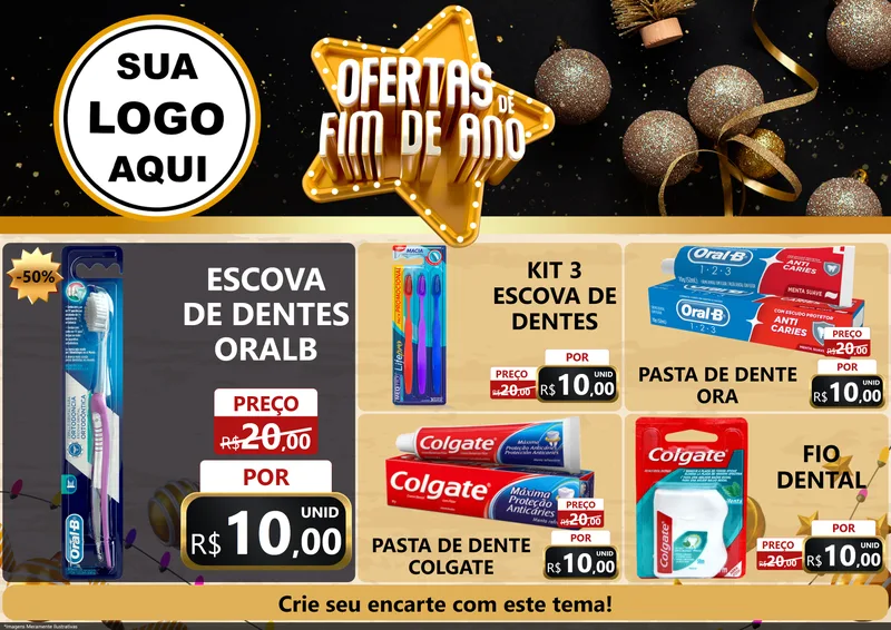 Modelo de Encarte para Encarte A4 Horizontal com o tema Ofertas de Fim de Ano para Higiene Pessoal