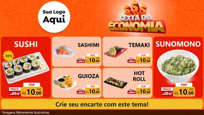 Modelo de TV para TV Horizontal com o tema Sexta da Economia para Comida japonesa