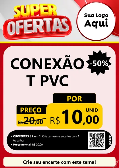 Modelo de Cartaz para Cartaz A4 Vertical com o tema Super Ofertas para Tubos e conexões