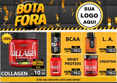 Modelo de Encarte para Encarte A4 Horizontal com o tema Bota Fora para Suplementos alimentares