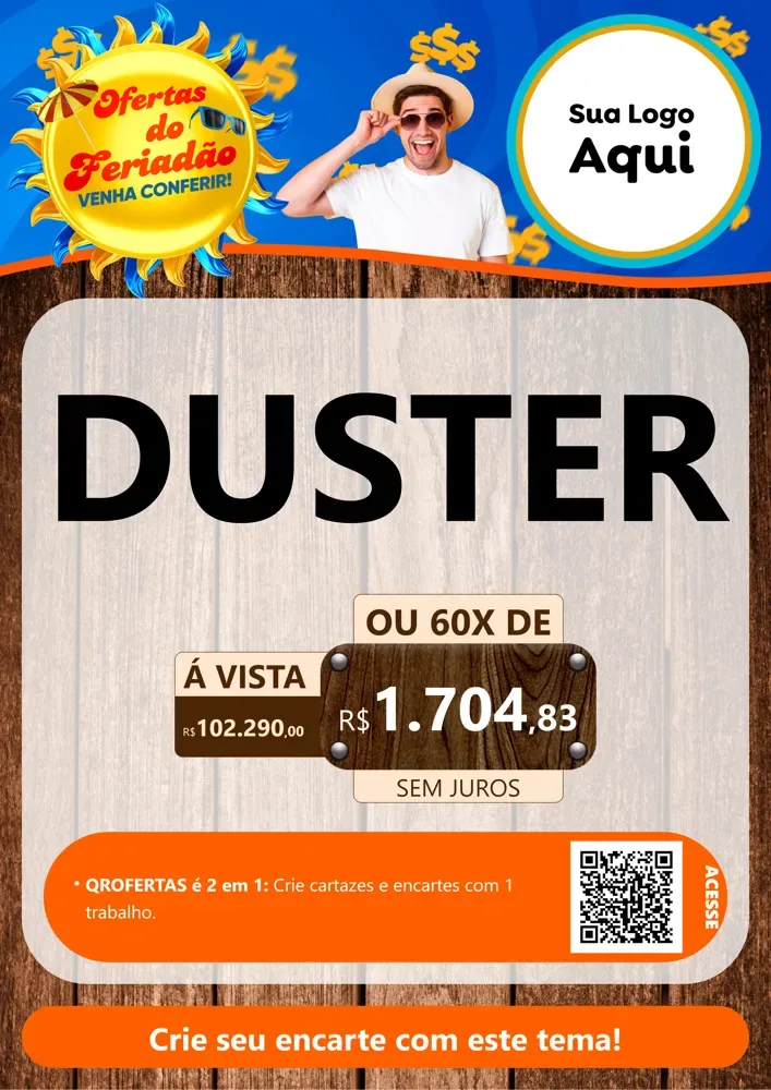 Modelo de Cartaz para Cartaz A4 Vertical com o tema Ofertas do Feriadão para Concessionaria de Carros