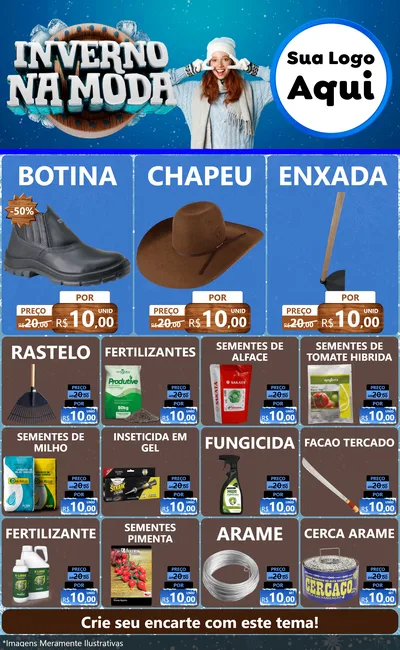 Modelo de Encarte para Encarte Grande com o tema Inverno na Moda para Agropecuária